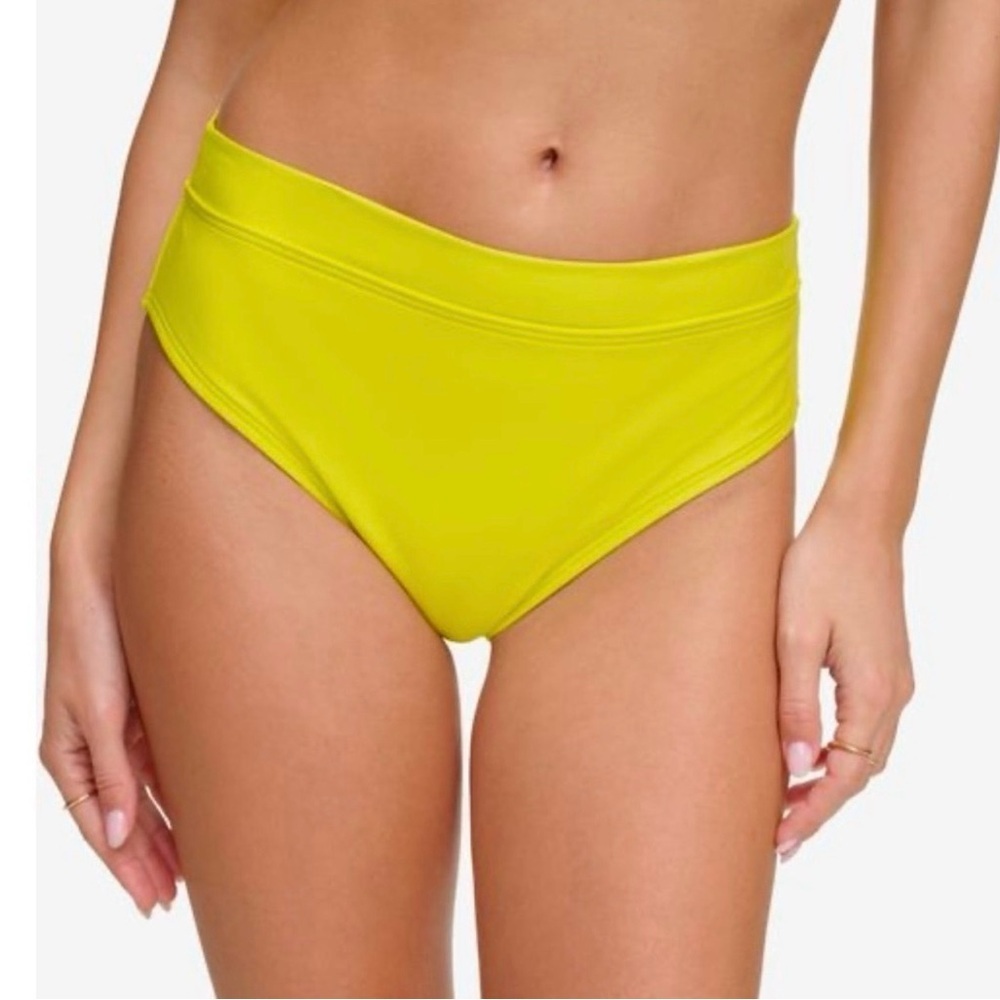 DKNY Neon Yellow High-Rise Bikini Bottom Size Large